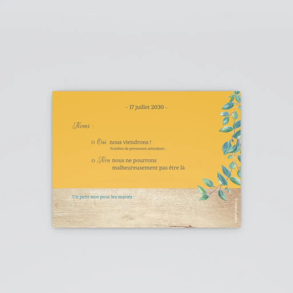 Coupon-réponse Mariage^Planet cards Eucalyptus Et Bois