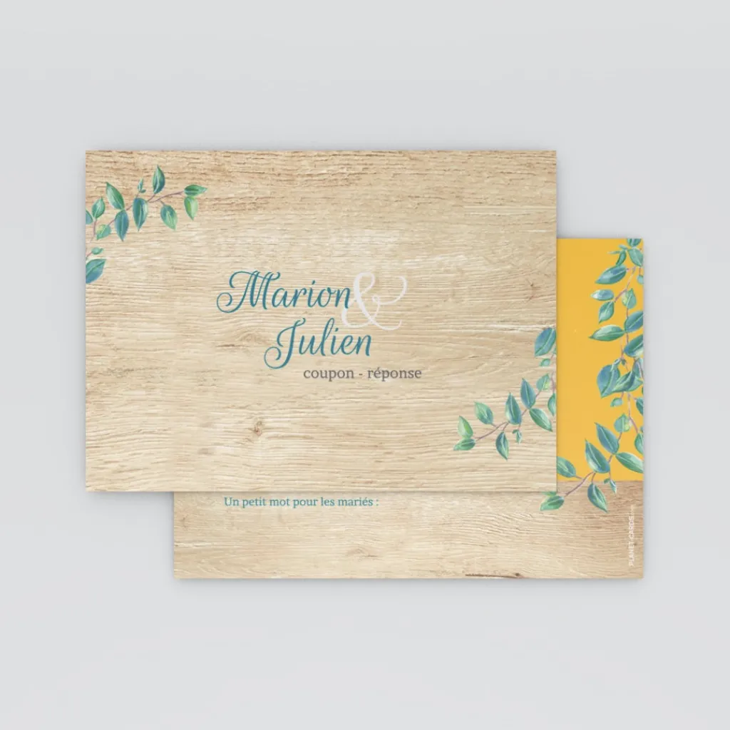 Coupon-réponse Mariage^Planet cards Eucalyptus Et Bois