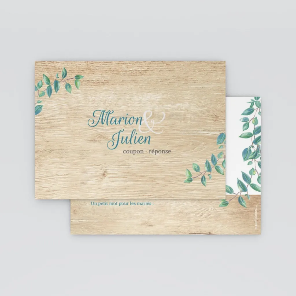 Coupon-réponse Mariage^Planet cards Eucalyptus Et Bois