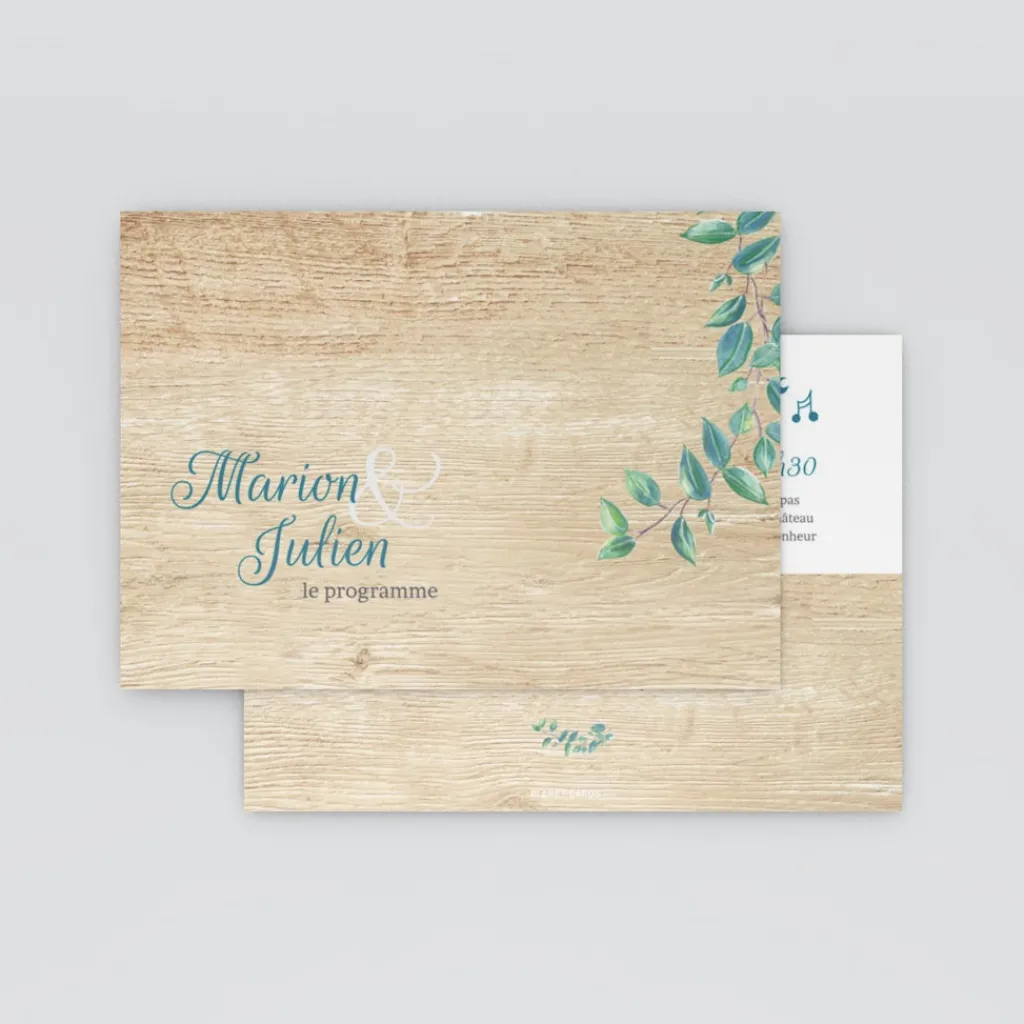 Programme De Mariage^Planet cards Eucalyptus Et Bois
