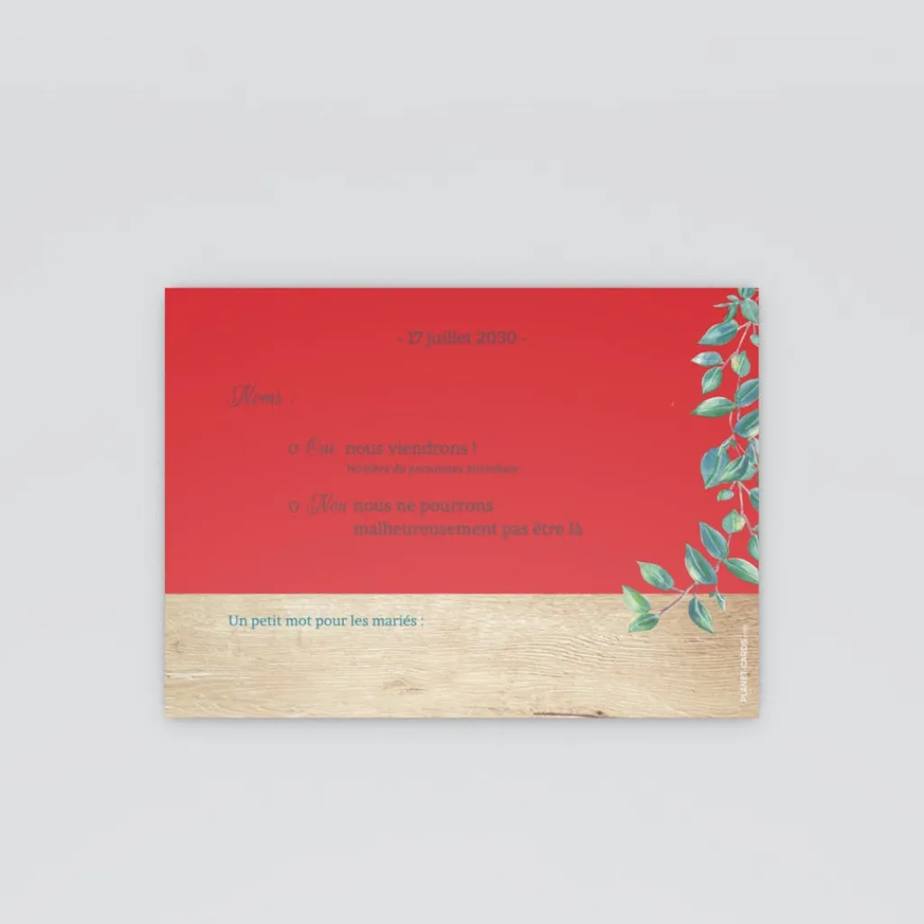 Coupon-réponse Mariage^Planet cards Eucalyptus Et Bois