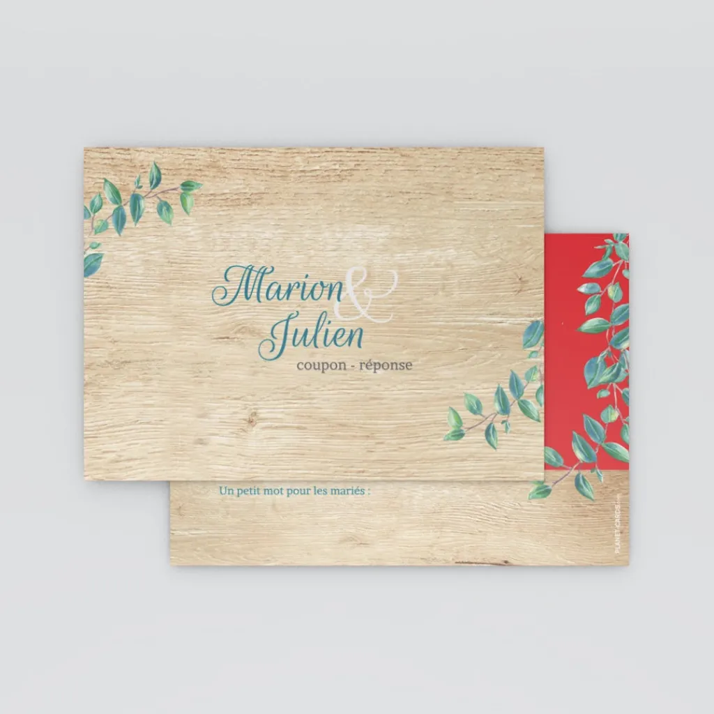 Coupon-réponse Mariage^Planet cards Eucalyptus Et Bois