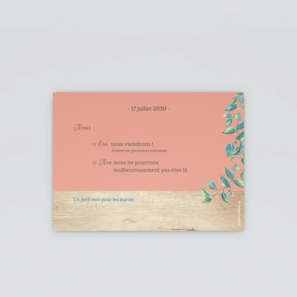 Coupon-réponse Mariage^Planet cards Eucalyptus Et Bois
