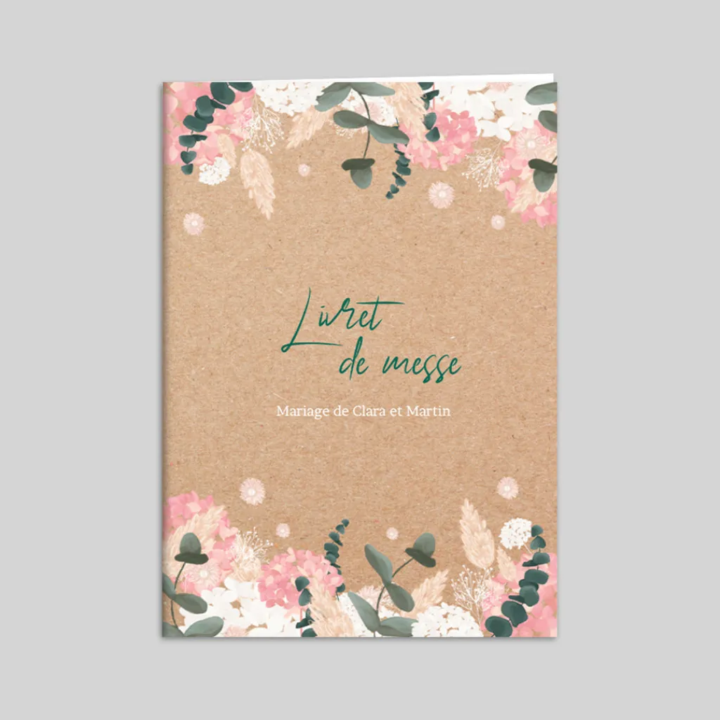 Livret De Messe Mariage^Planet cards Eucalyptus et Hortensia