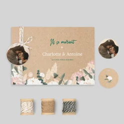 Faire-part Mariage Bohème | Faire-part Mariage Champêtre^Planet cards Eucalyptus et Hortensia