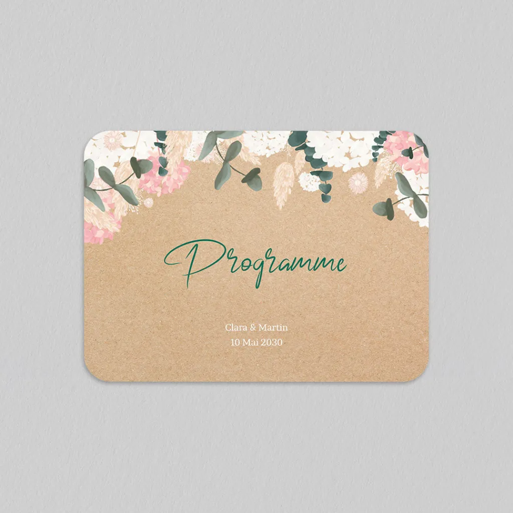 Programme De Mariage^Planet cards Eucalyptus et Hortensia