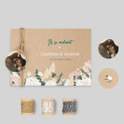 Faire-part Mariage Bohème | Faire-part Mariage Champêtre^Planet cards Eucalyptus et Hortensia