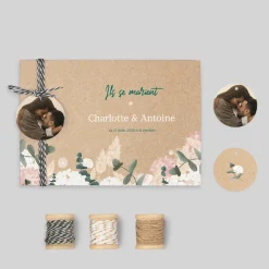 Faire-part Mariage Bohème | Faire-part Mariage Champêtre^Planet cards Eucalyptus et Hortensia