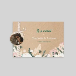 Faire-part Mariage Bohème | Faire-part Mariage Champêtre^Planet cards Eucalyptus et Hortensia
