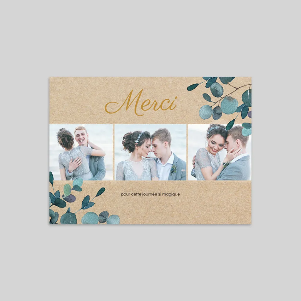 Carte Remerciement Mariage Champêtre^Planet cards Eucalyptus Kraft