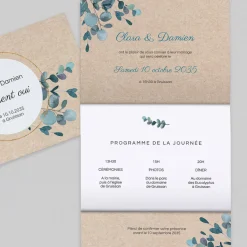 Faire-part Mariage Champêtre | Gamme Complète^Planet cards Eucalyptus Kraft