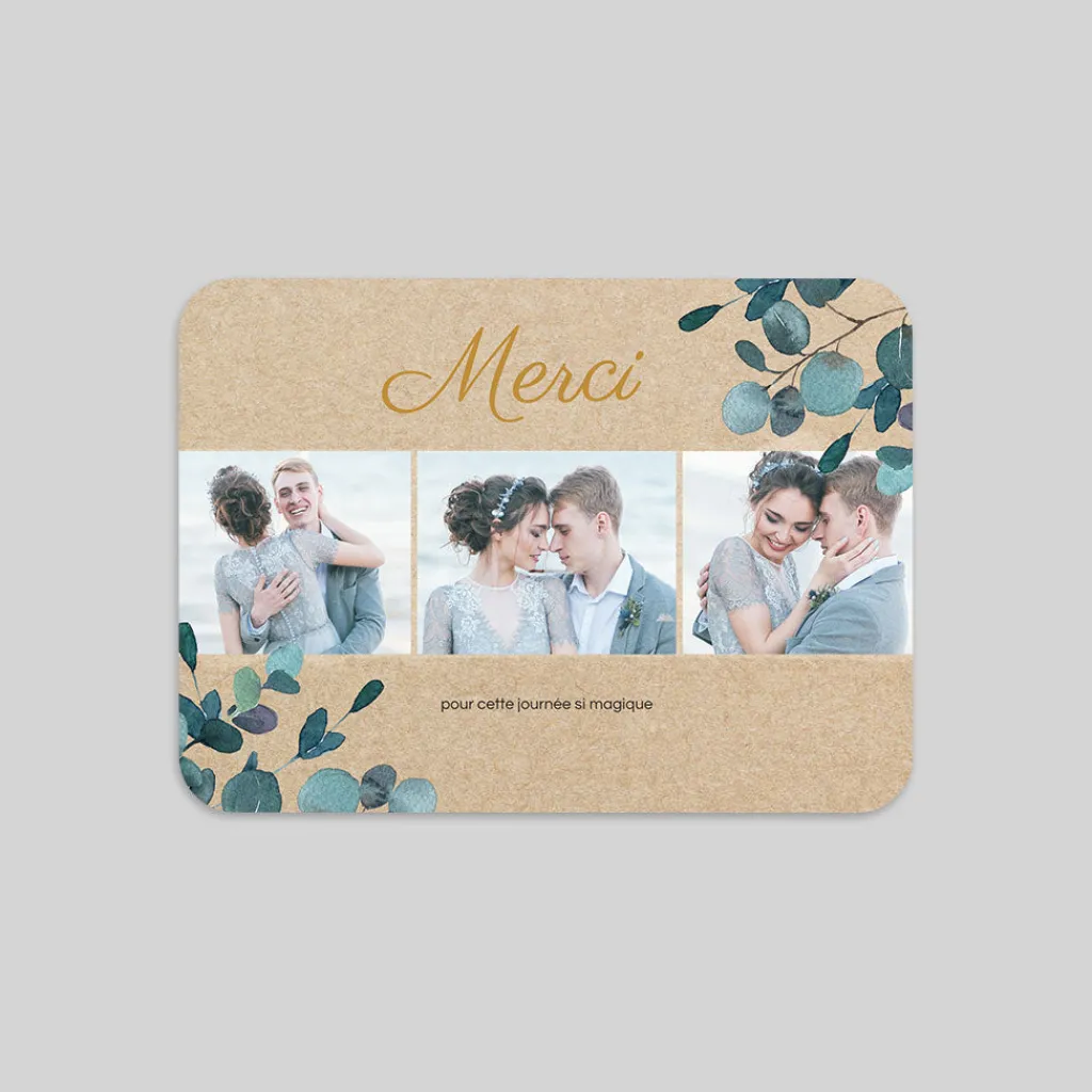 Carte Remerciement Mariage Champêtre^Planet cards Eucalyptus Kraft