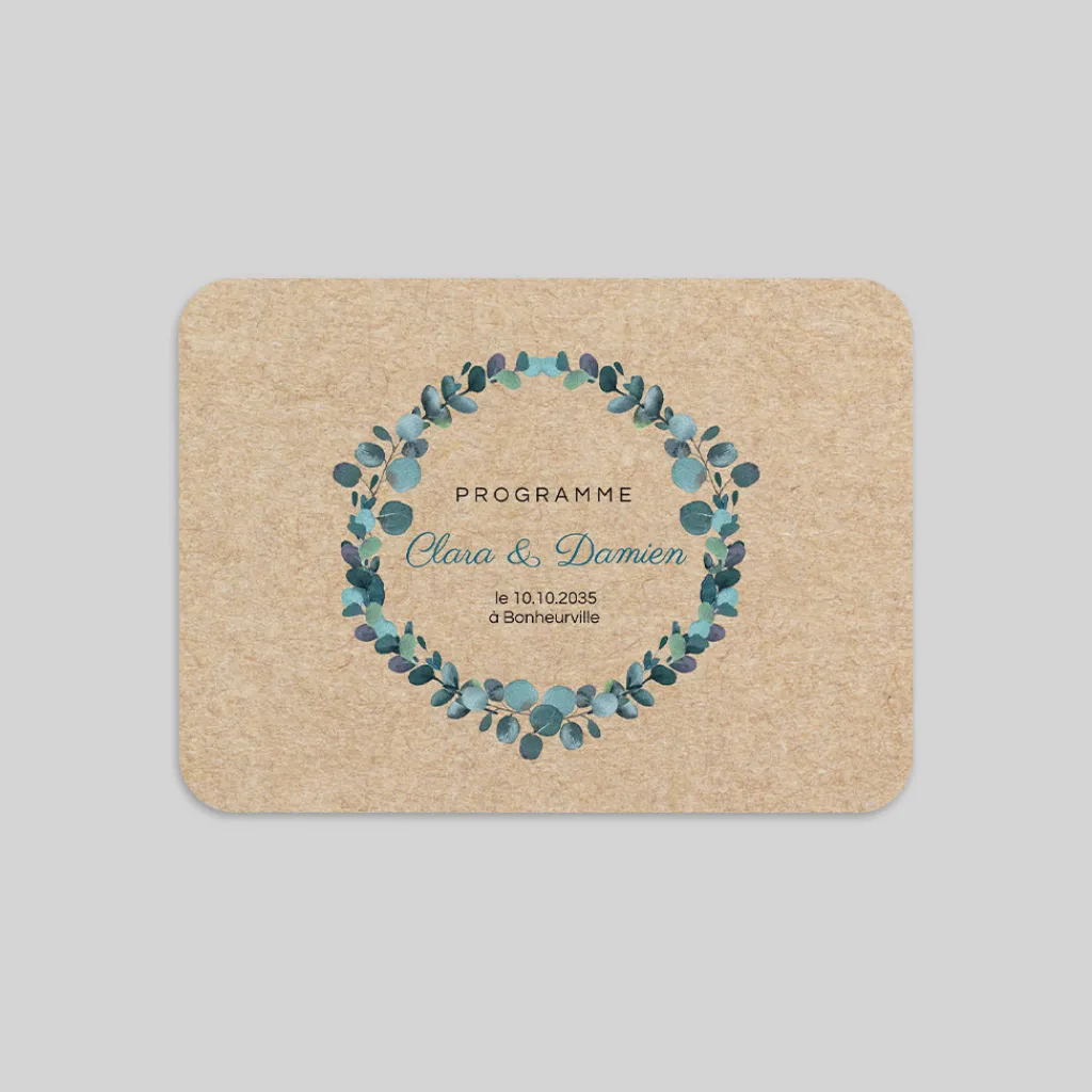 Programme De Mariage^Planet cards Eucalyptus Kraft