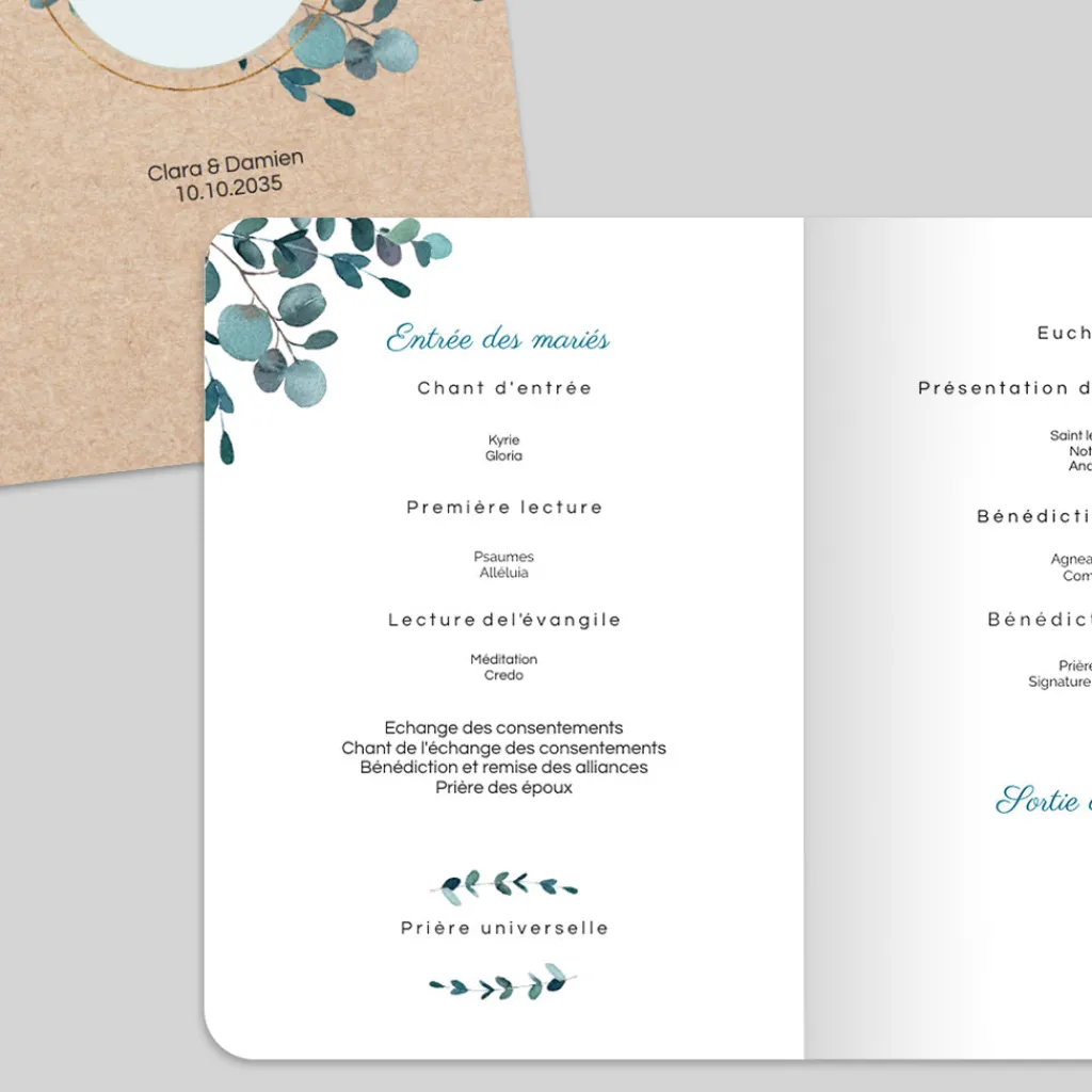 Livret De Messe Mariage^Planet cards Eucalyptus Kraft