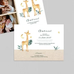 Faire-part Naissance Animaux | Faire-part Naissance Garçon^Planet cards Famille Girafe