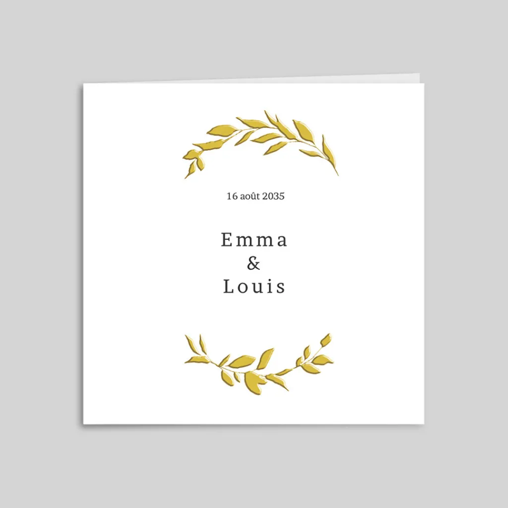 Faire-part Mariage Dorure^Planet cards Feuilles d'or