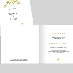 Faire-part Mariage Dorure^Planet cards Feuilles d'or