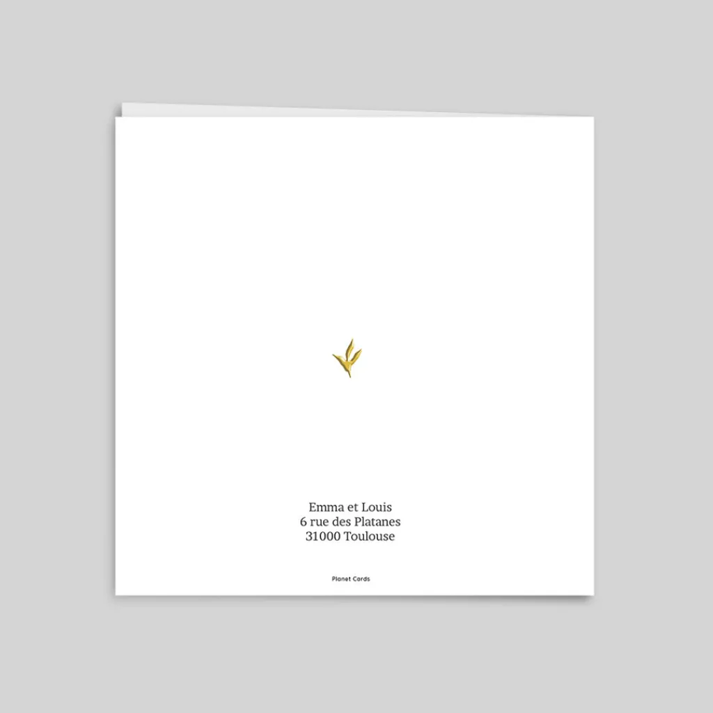 Faire-part Mariage Dorure^Planet cards Feuilles d'or