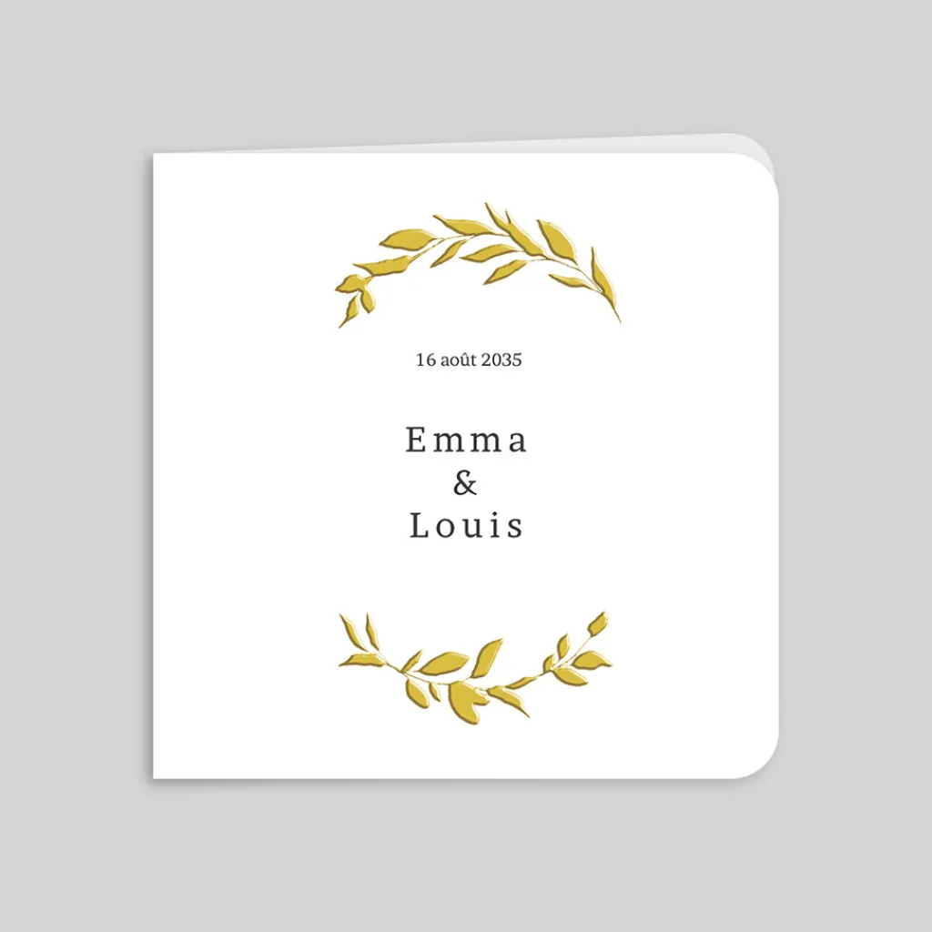 Faire-part Mariage Dorure^Planet cards Feuilles d'or