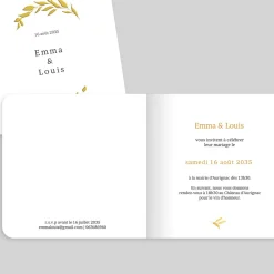 Faire-part Mariage Dorure^Planet cards Feuilles d'or