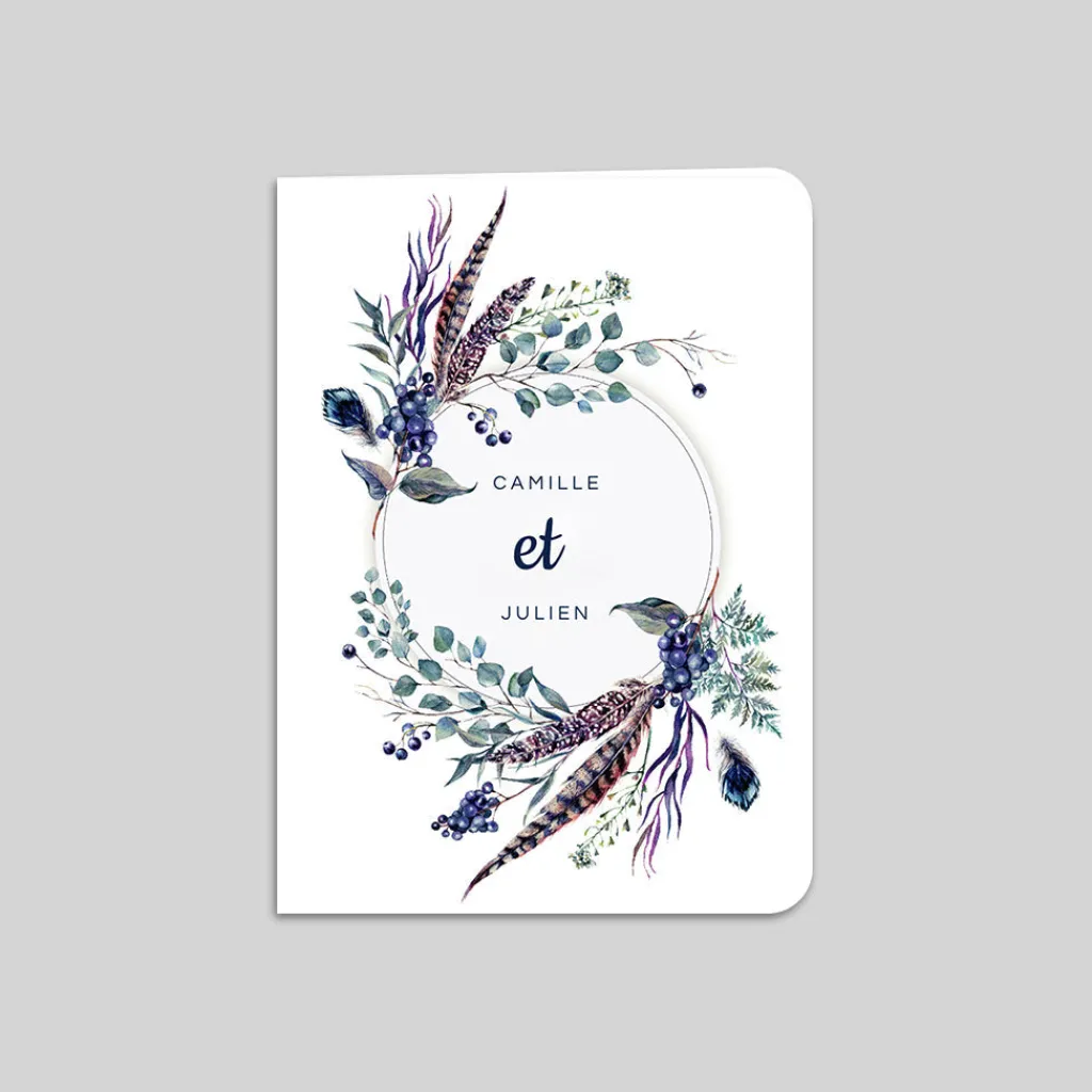 Faire-part Mariage Champêtre | Gamme Complète^Planet cards Feuilles et plumes
