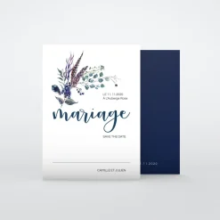 Save The Date^Planet cards Feuilles et plumes en couronne