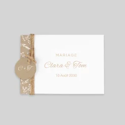 Faire-part Mariage Champêtre | Gamme Complète^Planet cards Feuilles Sur Kraft