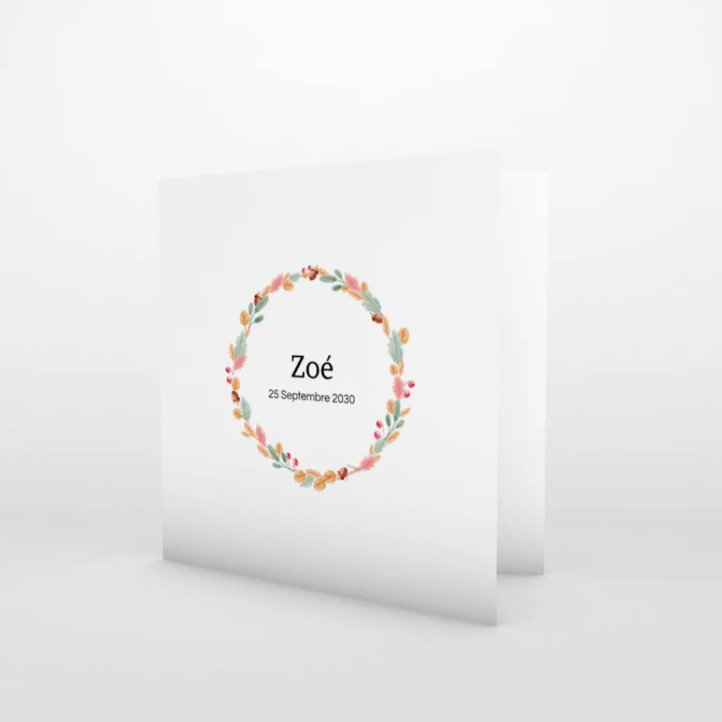 Faire-part Naissance Fille^Planet cards Fine couronne de l'automne