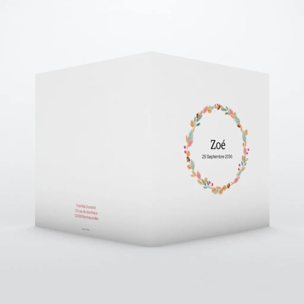Faire-part Naissance Fille^Planet cards Fine couronne de l'automne