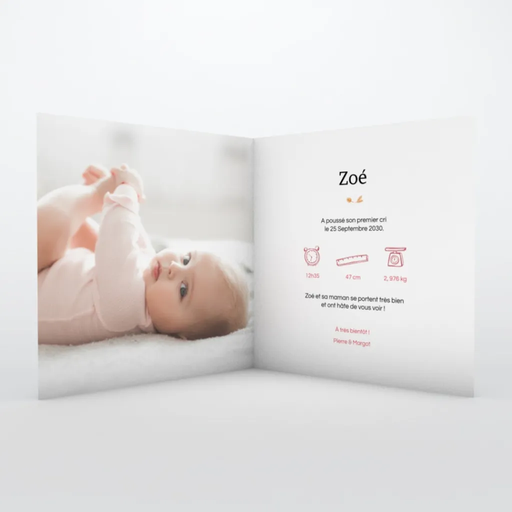 Faire-part Naissance Fille^Planet cards Fine couronne de l'automne