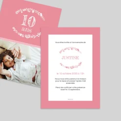 Carte Invitation Anniversaire Enfant Fille^Planet cards Fleurs Blanches