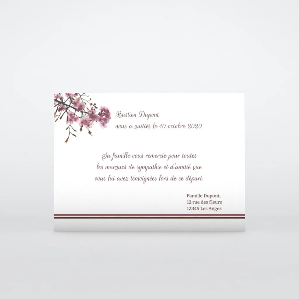Carte Remerciement Décès^Planet cards Fleurs Cerisiers