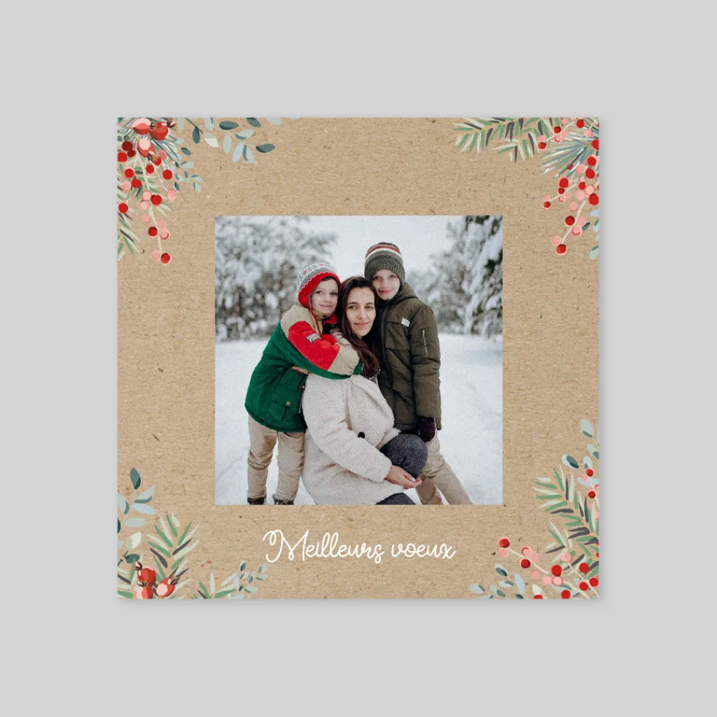 Carte De Vœux Famille | Carte De Vœux Nature^Planet cards Fleurs de Noël