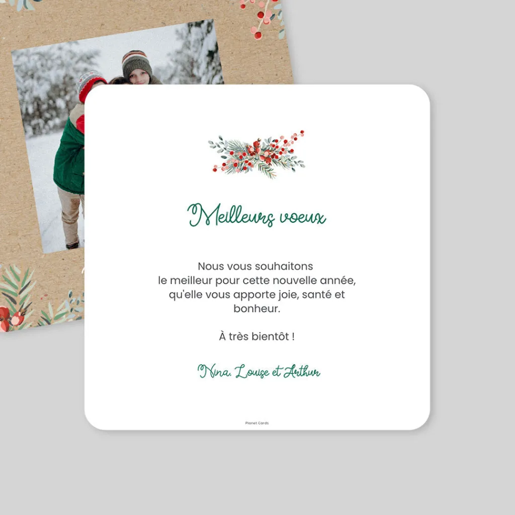 Carte De Vœux Famille | Carte De Vœux Nature^Planet cards Fleurs de Noël