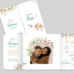 Faire-part Mariage Champêtre^Planet cards Fleurs Pêche