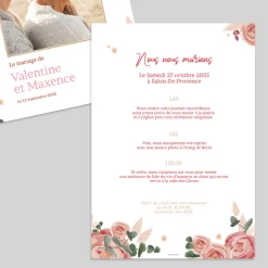Faire-part Mariage Bohème | Faire-part Mariage Champêtre^Planet cards Fleurs Séchées Marguerites et Roses