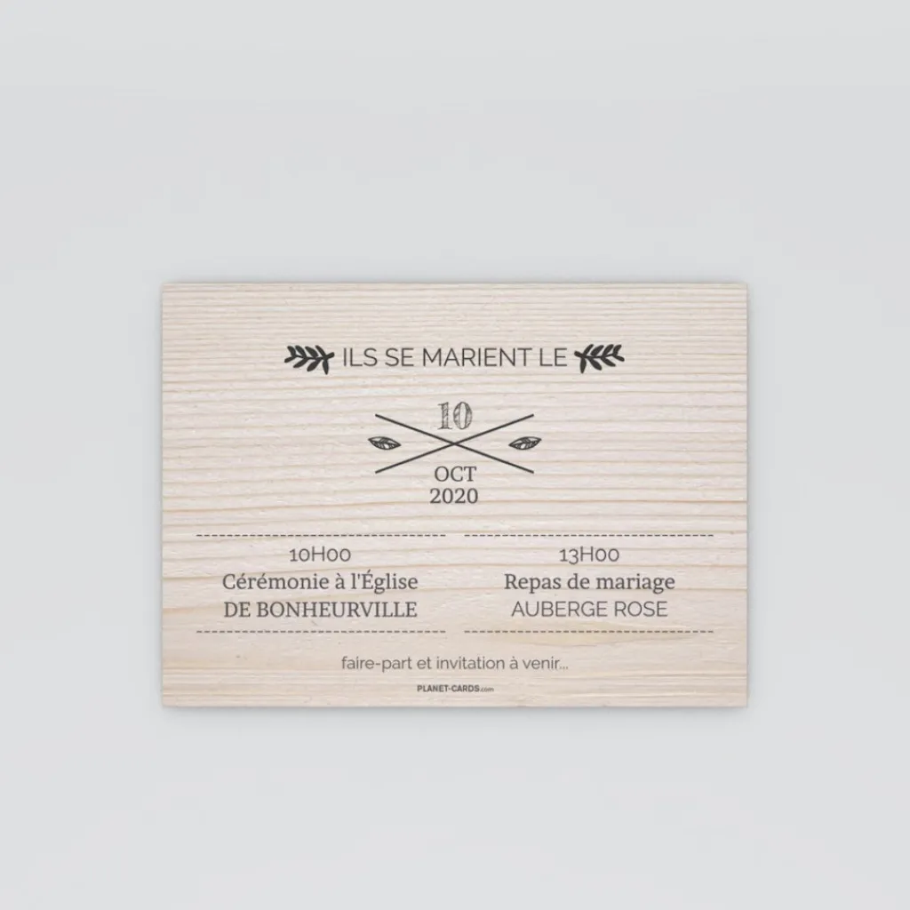 Save The Date^Planet cards Floral sur bois tendre