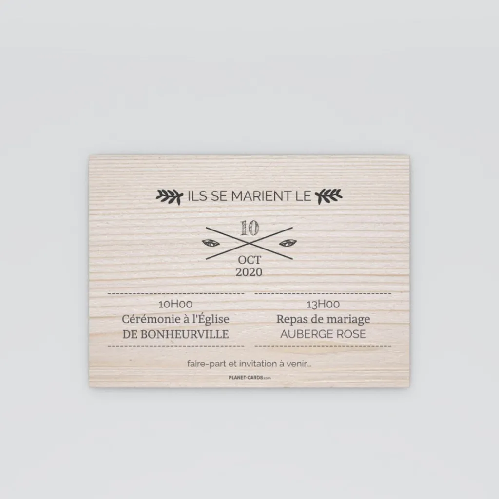 Save The Date^Planet cards Floral sur bois tendre