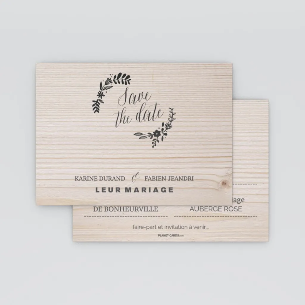Save The Date^Planet cards Floral sur bois tendre