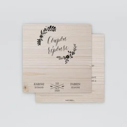 Coupon-réponse Mariage^Planet cards Floral sur bois tendre