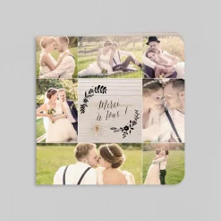 Carte Remerciement Mariage Champêtre^Planet cards Floral sur bois tendre