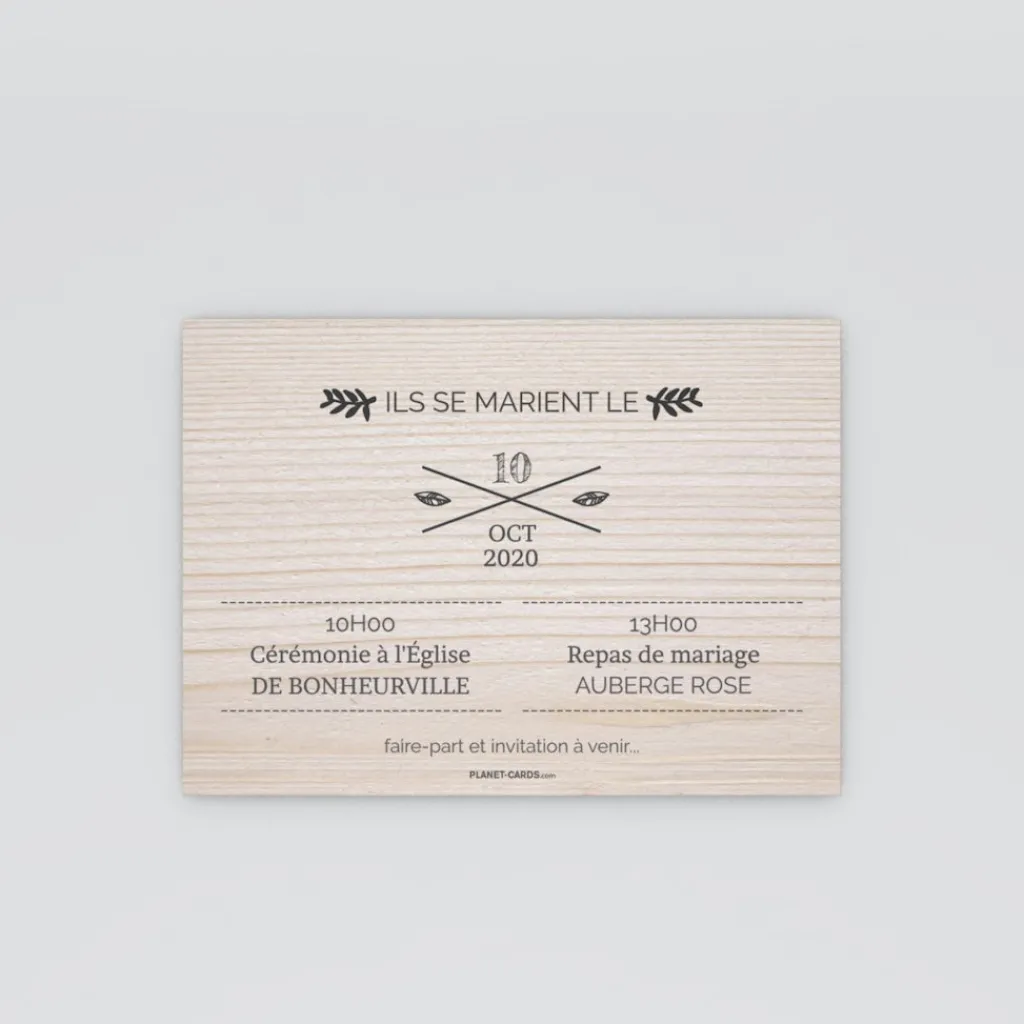 Save The Date^Planet cards Floral sur bois tendre