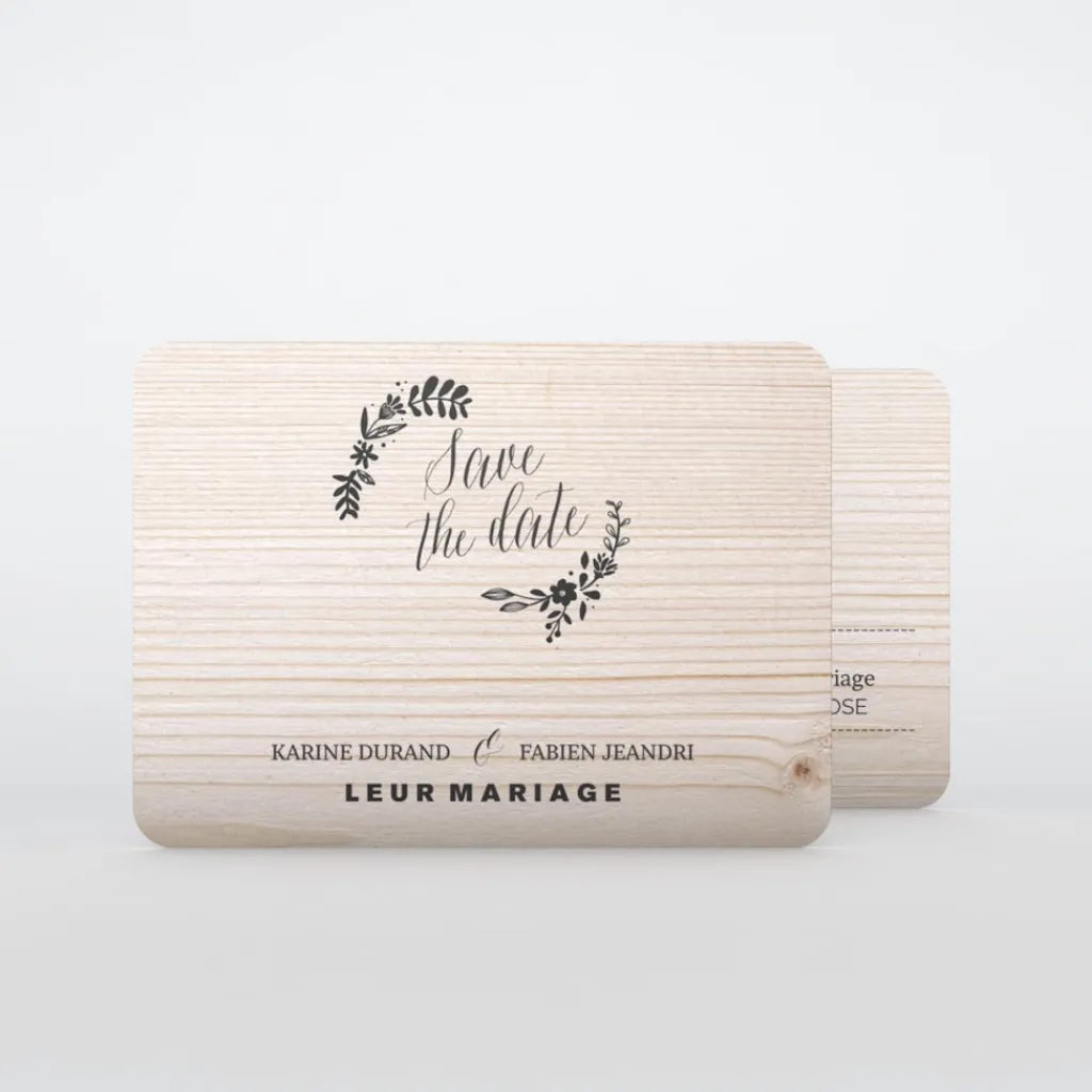 Save The Date^Planet cards Floral sur bois tendre