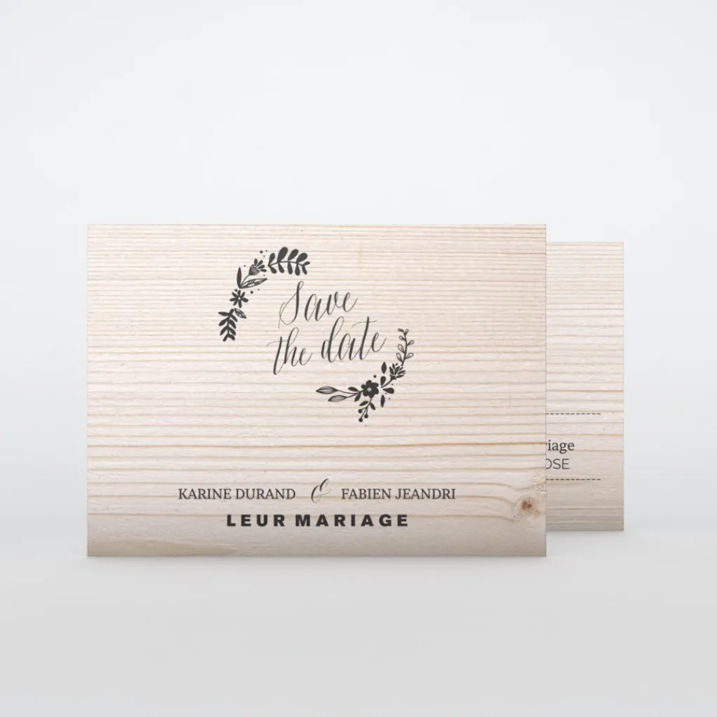 Save The Date^Planet cards Floral sur bois tendre