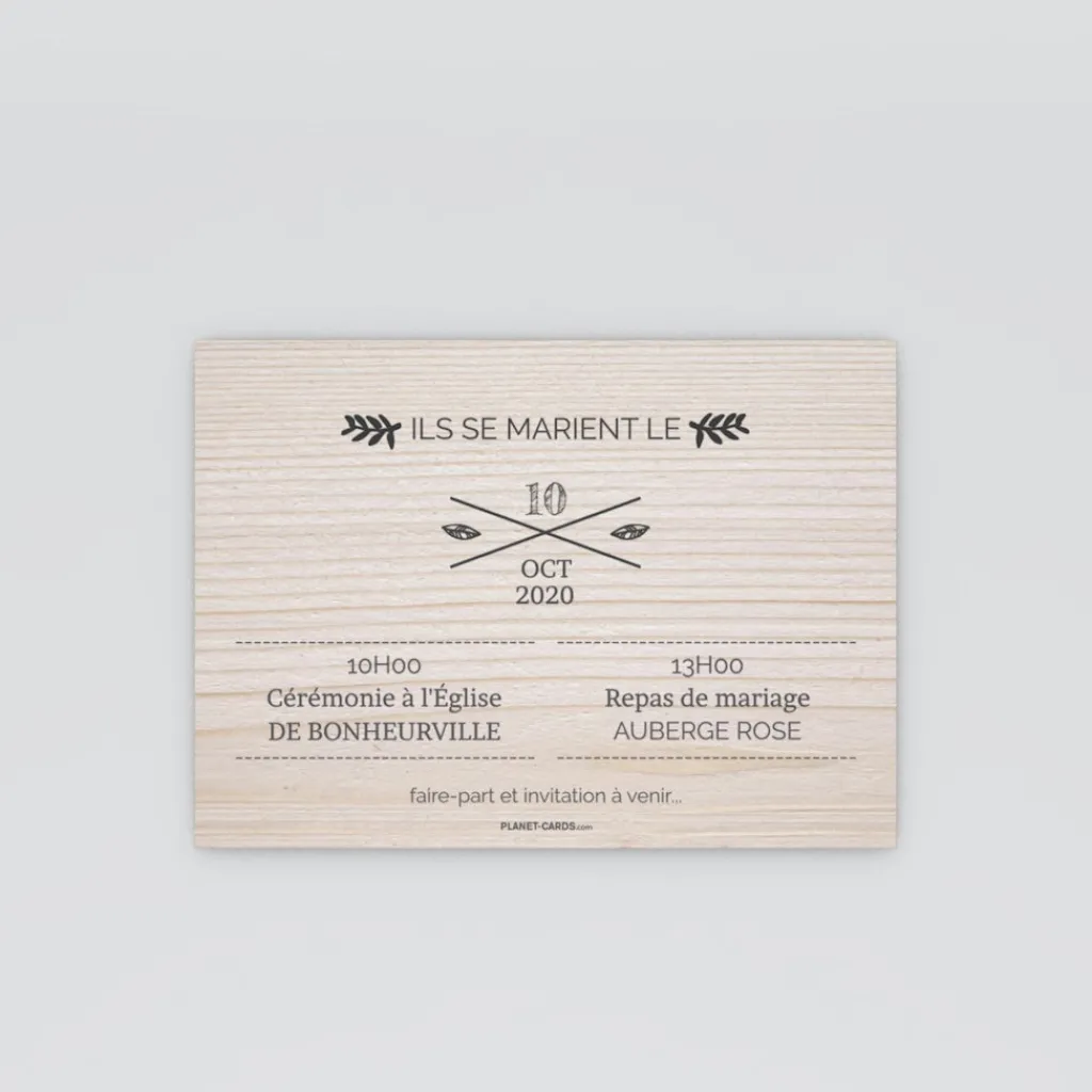 Save The Date^Planet cards Floral sur bois tendre