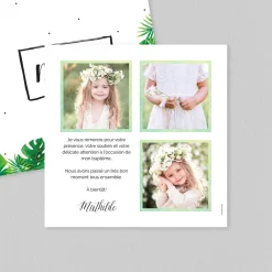 Carte Remerciement Baptême Photo^Planet cards Forêt tropicale
