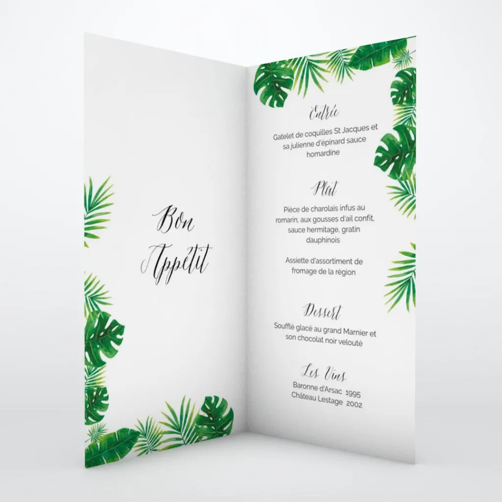 Menu Baptême^Planet cards Forêt tropicale