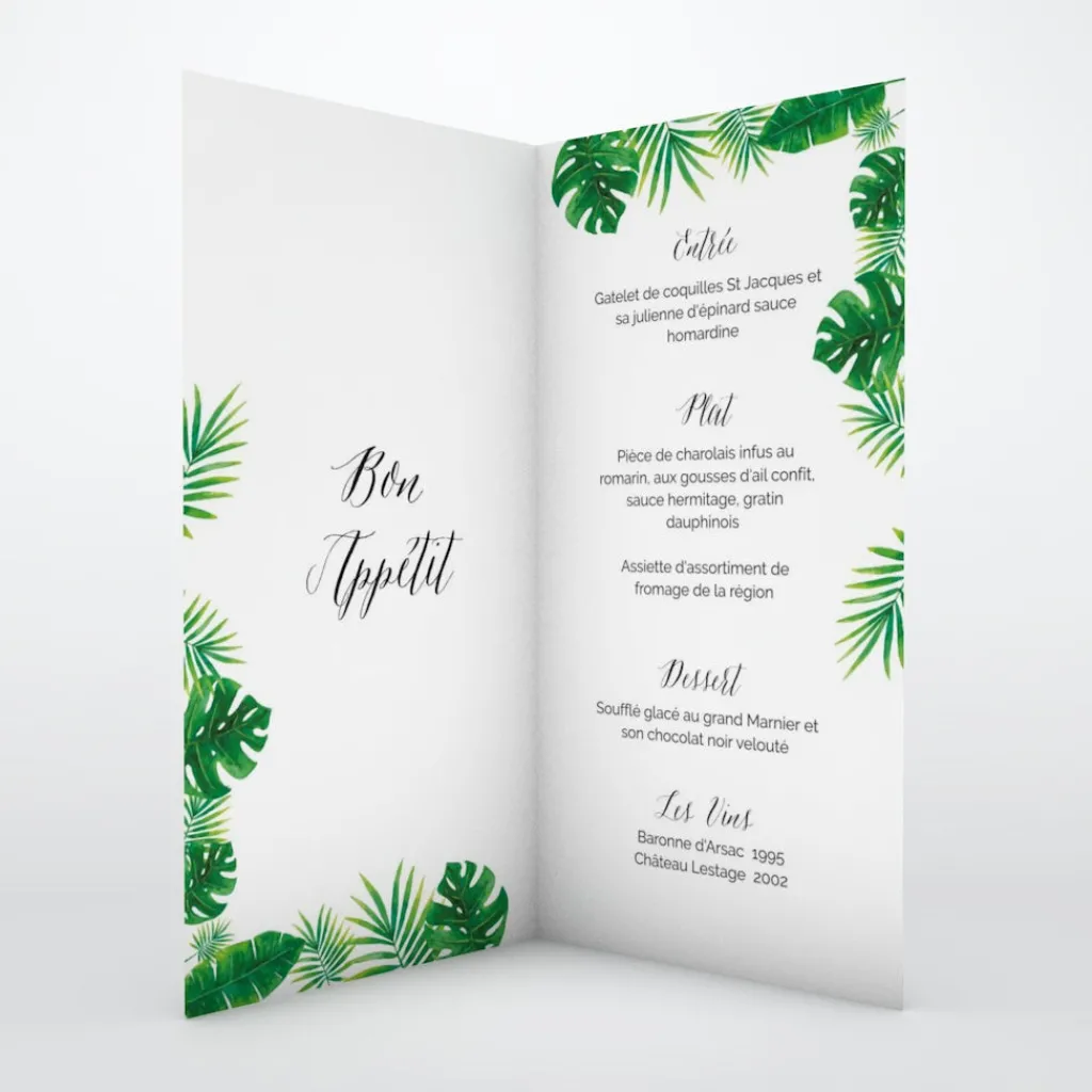 Menu Baptême^Planet cards Forêt tropicale
