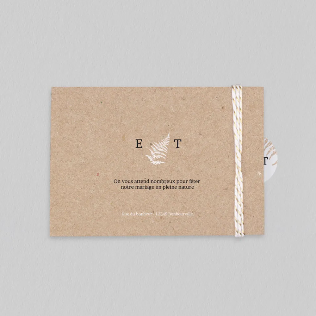 Faire-part Mariage Bohème | Faire-part Mariage Champêtre^Planet cards Fougère et Kraft