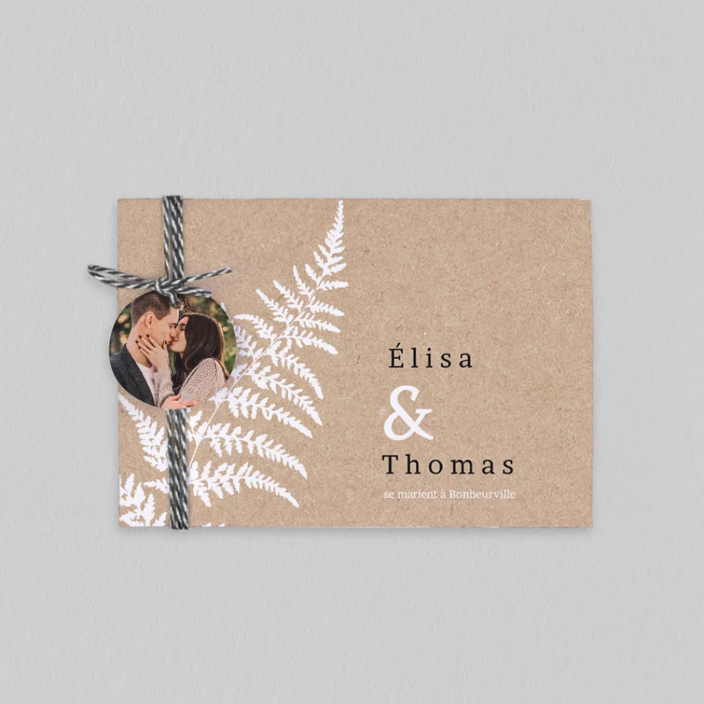 Faire-part Mariage Bohème | Faire-part Mariage Champêtre^Planet cards Fougère et Kraft